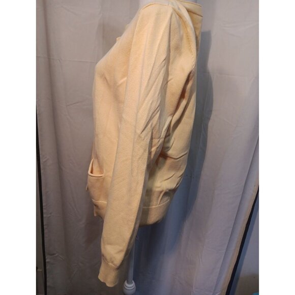 J Jill Cardigan Sweater Womens Size L Yellow Button Up Scoop Neck Knit‎ Pockets - Picture 3 of 10